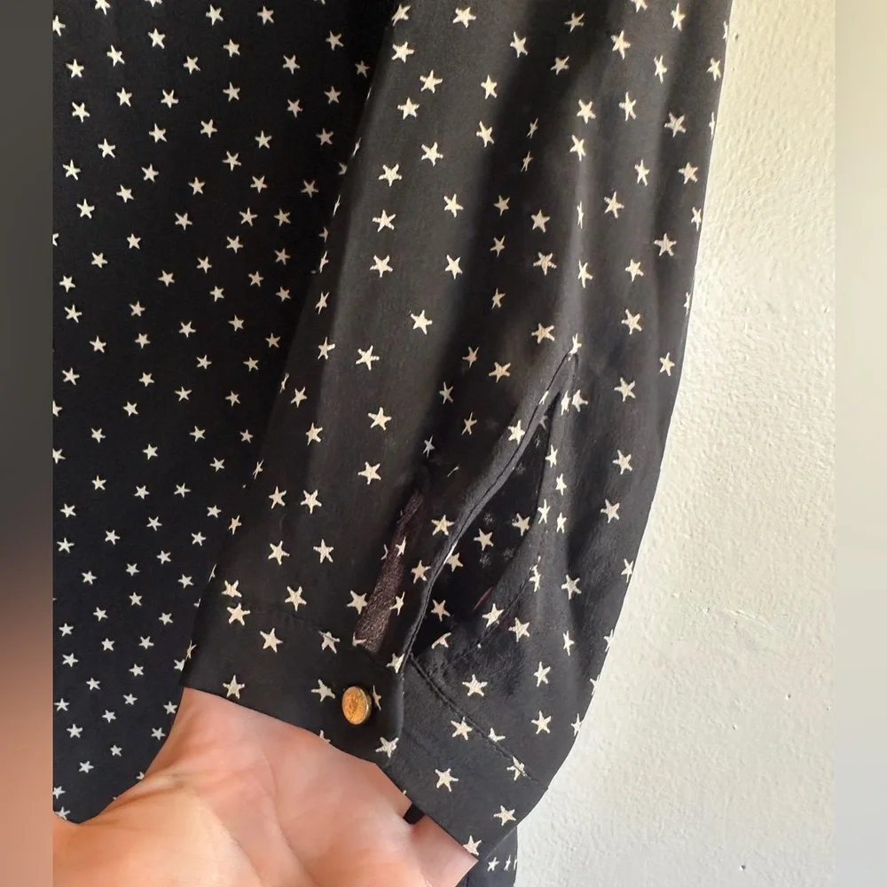 Madewell Black Star Print Long Sleeve Dress - Picture 4 of 7